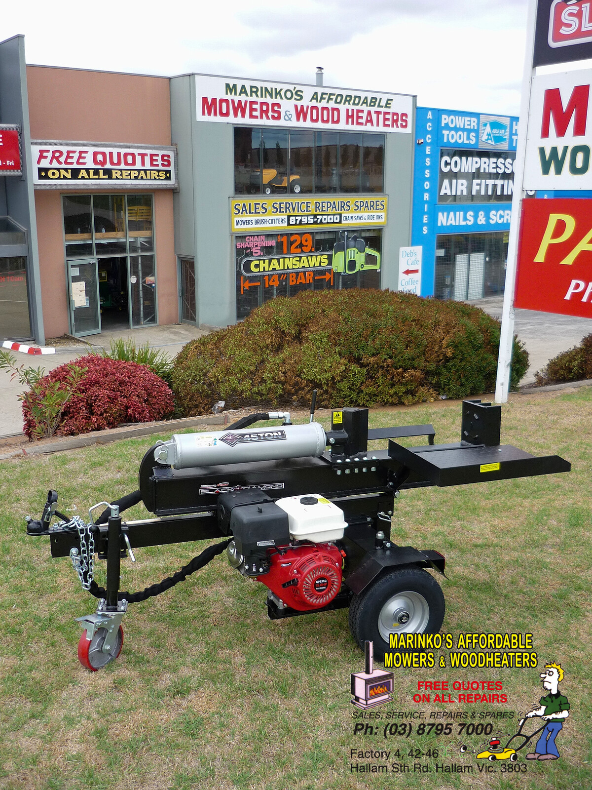 45 TON LOG SPLITTER 15hp Petrol Hydraulic VERTICAL HORIZONTAL Free