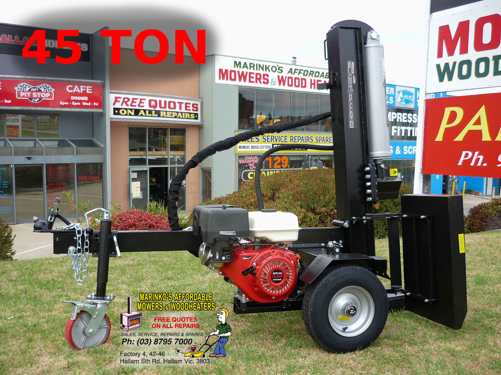45 Ton Log Splitter 15hp Petrol Hydraulic Vertical Horizontal Free Engine Oil