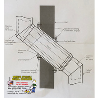 4.5" WOOD HEATER FLUE WALL PENETRATION KIT S/S 4.5inch diameter B/New 45 DEGREE