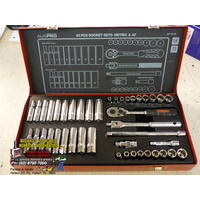 43 piece RATCHET METRIC - IMPERIIAL 1/4" DRIVE SOCKET SET 4-13mm 3/16" - 1/2"