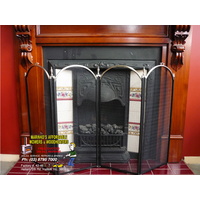 FIRE PLACE SCREEN 4 Panels BLACK/PEWTER Wood Heater Brand New HEAVY DUTY