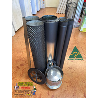 80mm Flue Kit w/ Decorative Mesh for MINI MEG by ROARING MEG Wood Heater Burner Tiny Home Triple Skin 2.7m S/S Stainless Steel