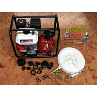 FIRE FIGHTING PUMP 6.5hp TWIN IMPELLER 4st Petrol WITH CANVAS HOSE