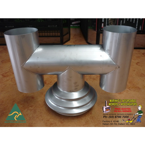 6" - 10" WOOD HEATER H COWL WINDLESS ANTI DOWNDRAFT FLUE HAT STAINLESS STEEL