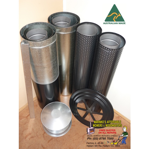 7" WOOD HEATER FLUE KIT 4m Stainless Steel. BRAND NEW AUSTRALIAN MADE