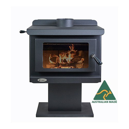 Jarrahdale Pioneer Radiant Wood Log Fire Heater Stove on Pedestal Australian Made